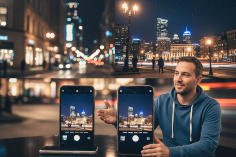 entry level vs flagship smartphone night photography comparison